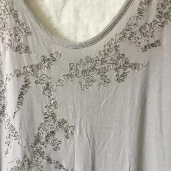 Club Monaco Light Gray Asymmetrical Sequined Top - Picture 3 of 14